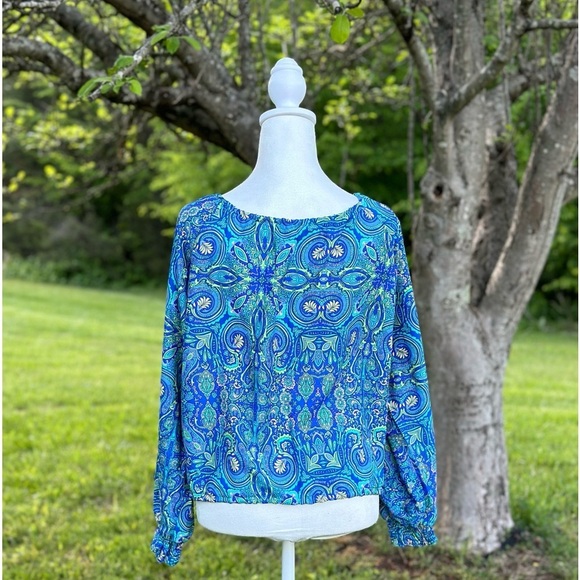 Sabai Sabai 100% Silk Floral Paisley Print Bohemian Blouse Size Medium - Picture 3 of 8